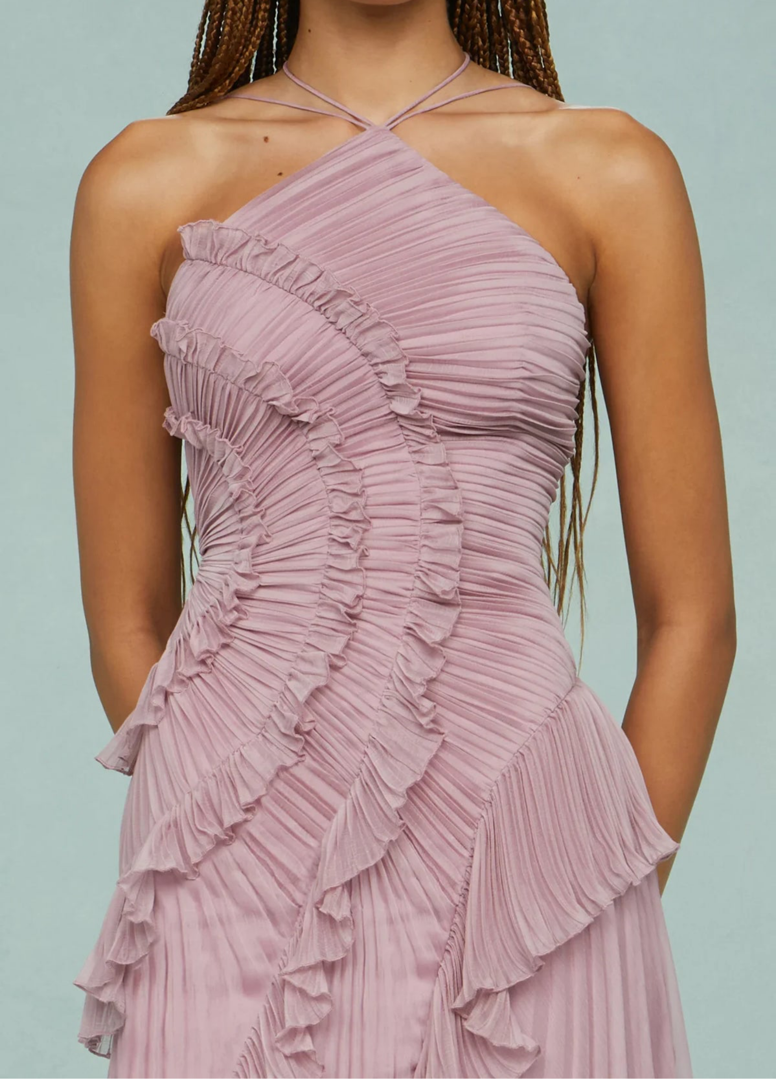 Lavirea Sculpted Pleats One-Shoulder Dress