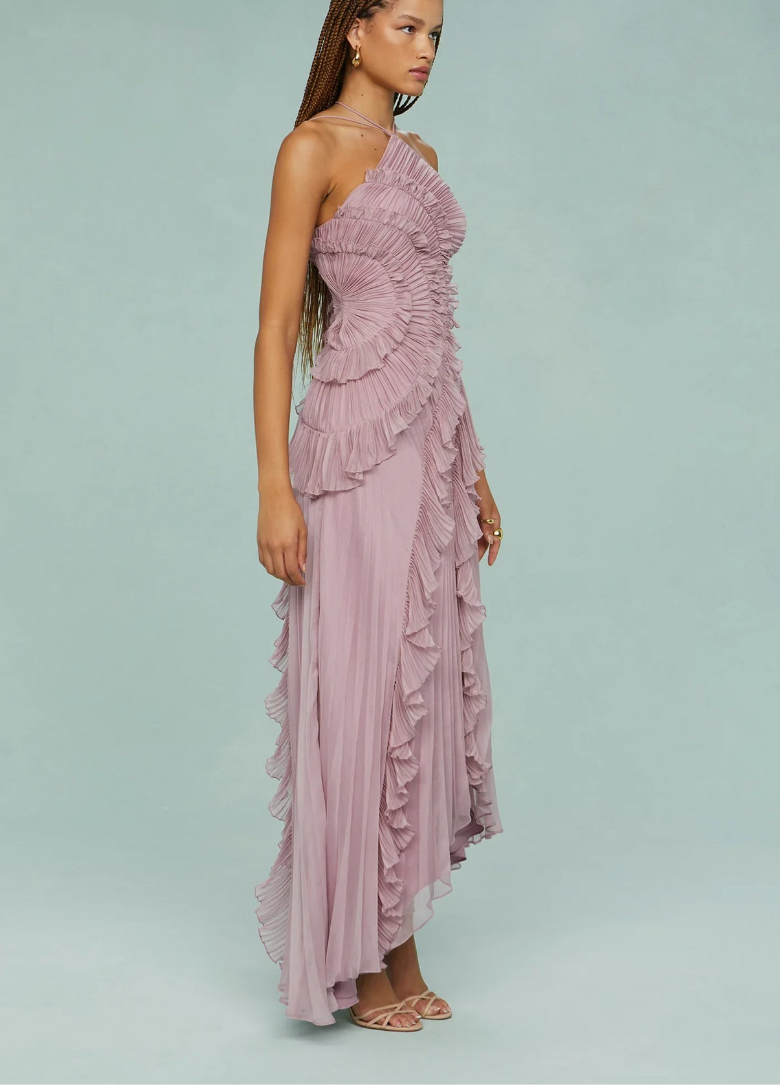 Lavirea Sculpted Pleats One-Shoulder Dress