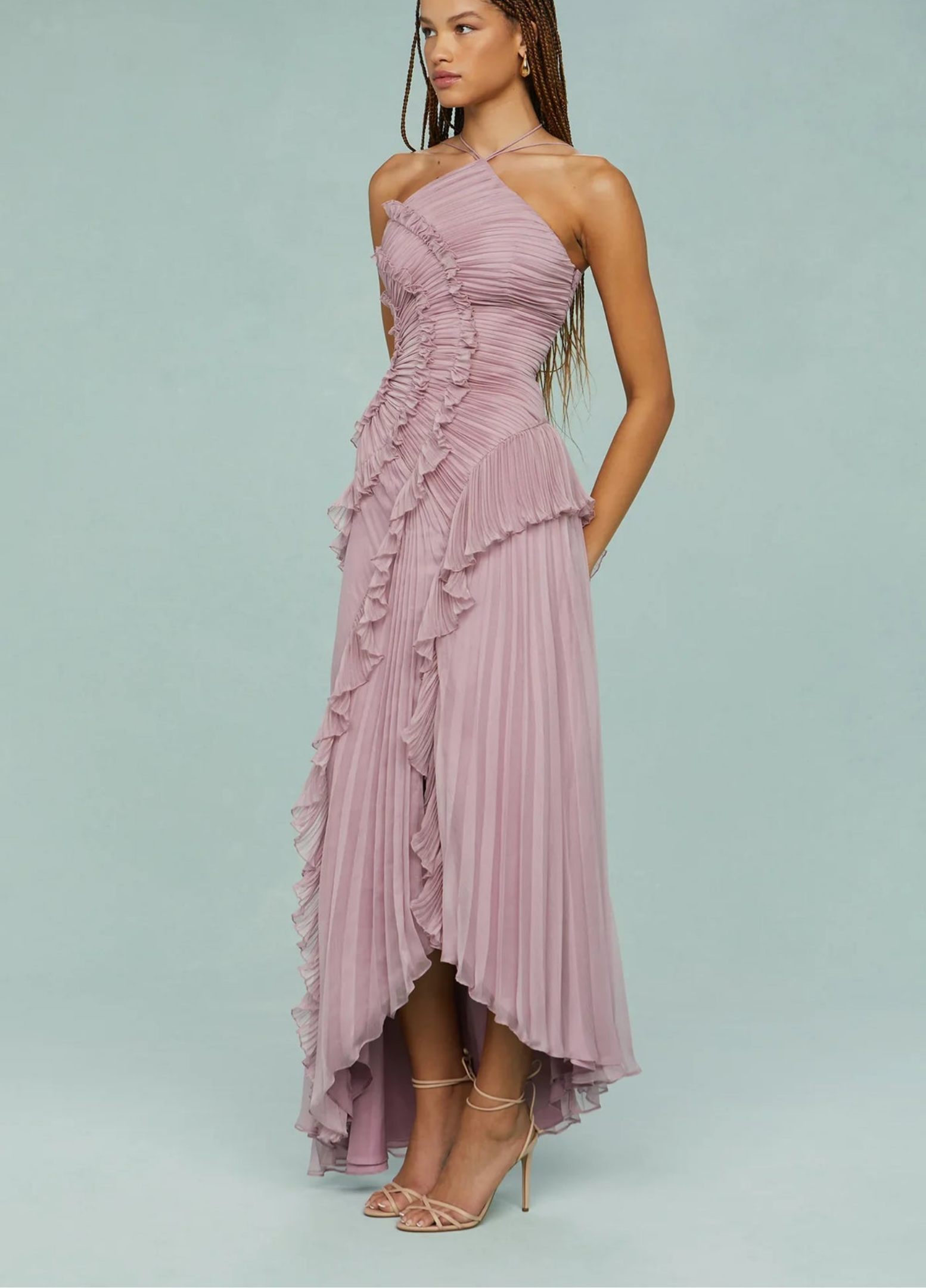 Lavirea Sculpted Pleats One-Shoulder Dress
