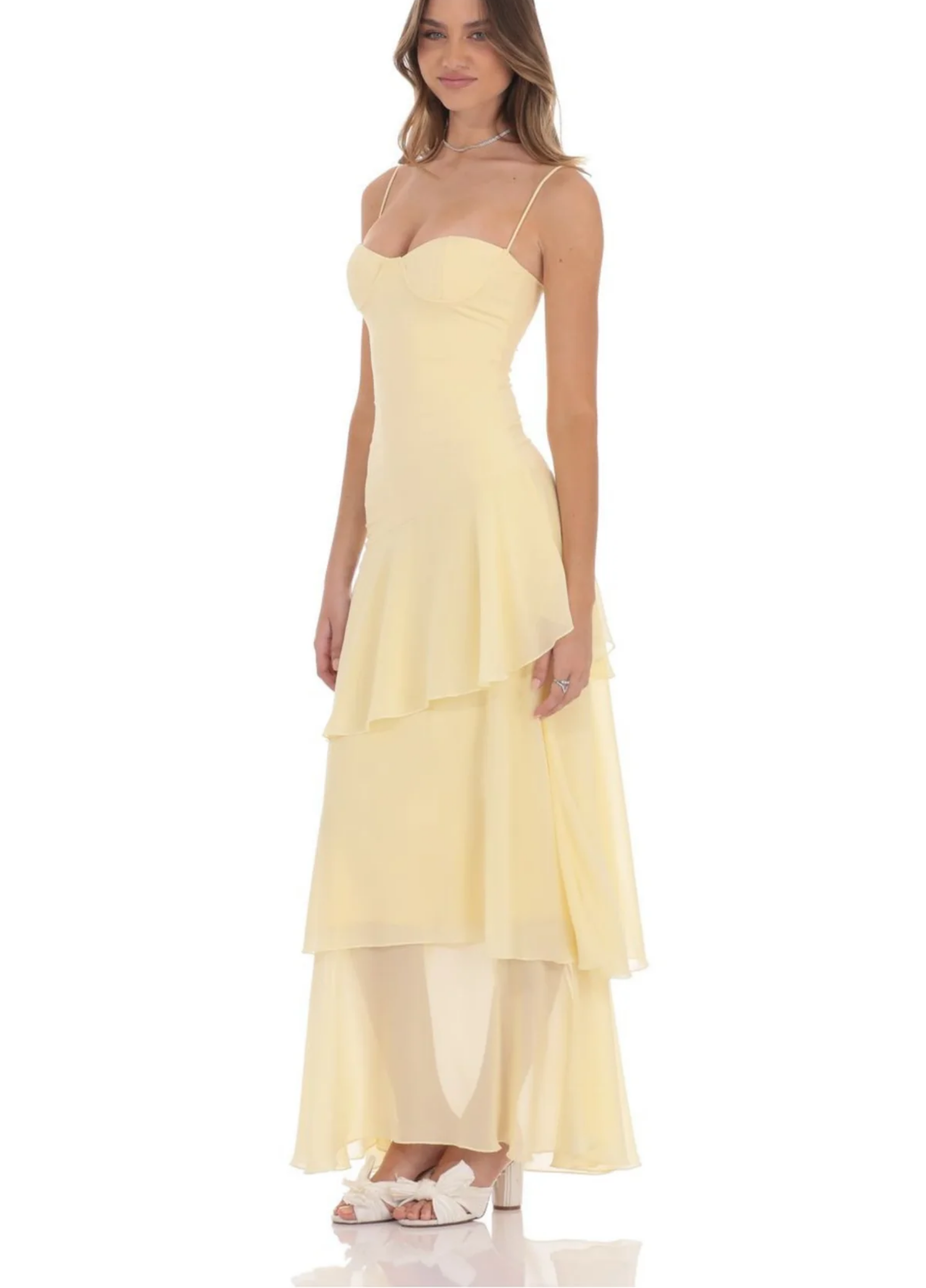 Lucia Layered Chiffon Gown – Buttercream