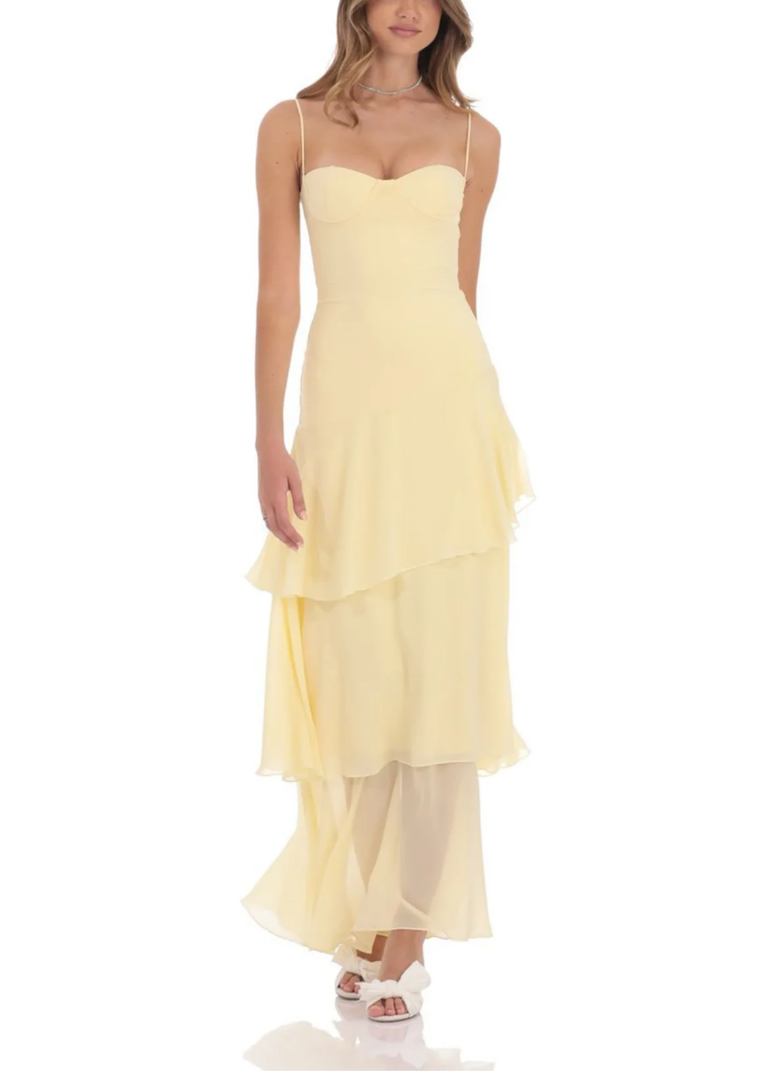Lucia Layered Chiffon Gown – Buttercream