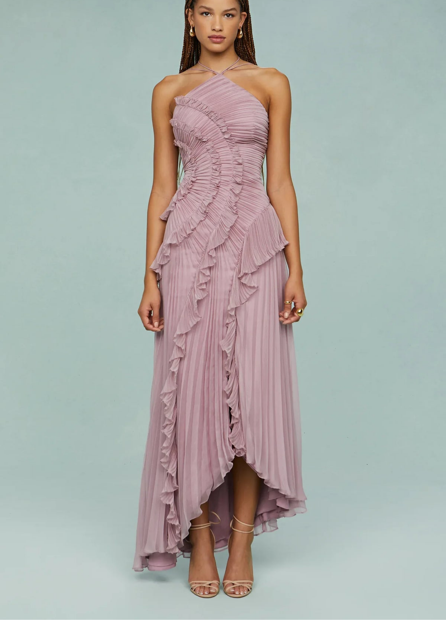 Lavirea Sculpted Pleats One-Shoulder Dress